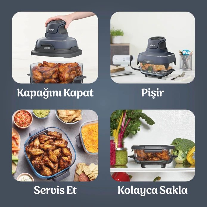Ninja Crispi 4 in 1 Taşınabilir Cam Hazneli Pişirme Sistemi - Blue