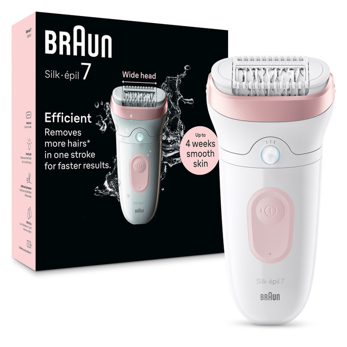 Braun SE 7000 Silk Epil 7 Islak ve Kuru Kalıcı Pürüzsüz Cilt Epilasyon Cihaz Flamingo Pembe