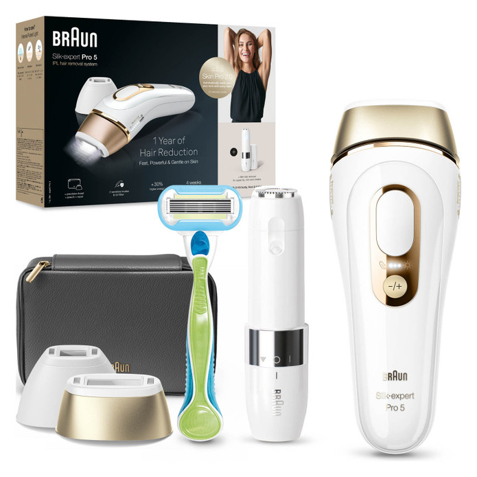 Braun Ipl Silk Expert Pro 5 Evde Tüy Alma Çanta Venüs Tıraş Makinesi 2 Başlık İle PL5146 Beyaz Gold