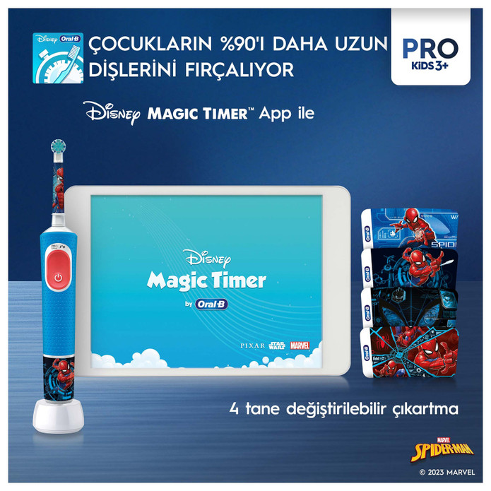 Oral B D103 Vitality Pro Spiderman Özel Seri Çocuklar İçin Şarj Edilebilir Diş Fırçası