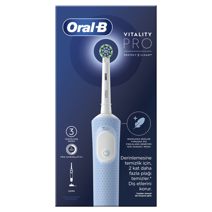 Oral B D103 Vitality Pro Cross Action Şarjlı Diş Fırçası Mavi