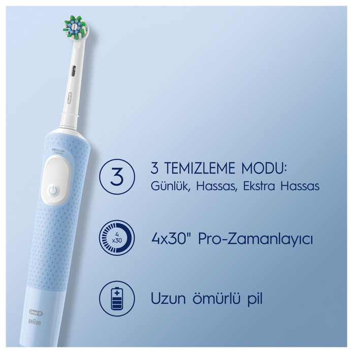 Oral B D103 Vitality Pro Cross Action Şarjlı Diş Fırçası Mavi