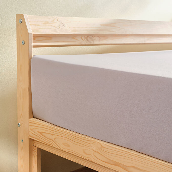 Karaca Container Leona Düz Lastikli Çift Kişilik Çarşaf 200x220 cm Çakıl Taşı