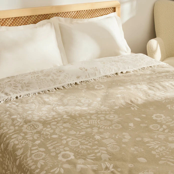 Kaşmir Home Grasy Çift Kişilik Jakar Muslin Pike Çağla