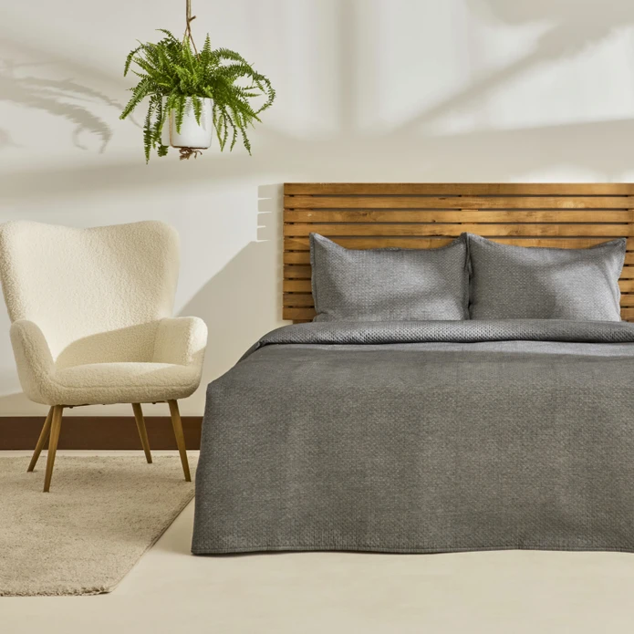 Kaşmir Home Arven Çift Kişilik Yatak Örtüsü Takımı Antrasit