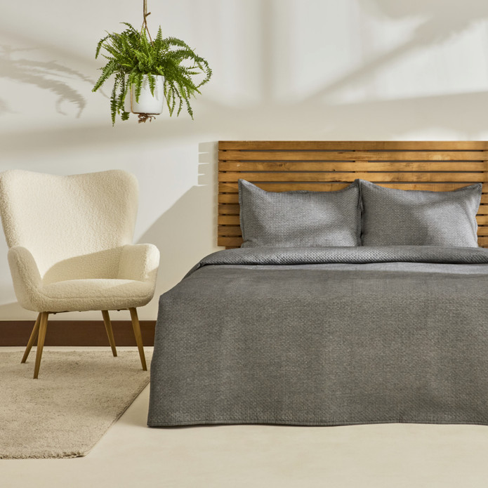 Kaşmir Home Arven Tek Kişilik Yatak Örtüsü Takımı Antrasit