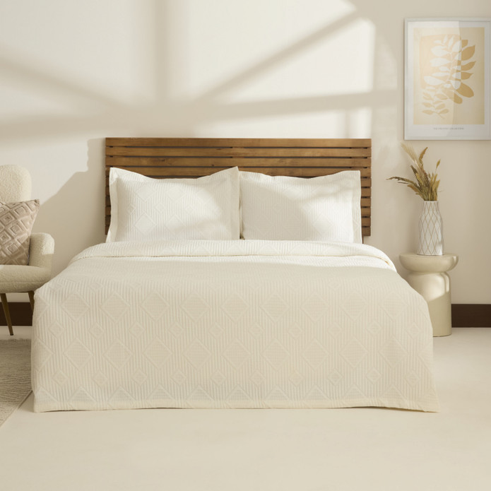Kaşmir Home Serenty Çift Kişilik Yatak Örtüsü Takımı Offwhite