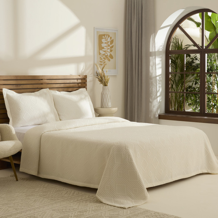 Kaşmir Home Serenty Çift Kişilik Yatak Örtüsü Takımı Offwhite