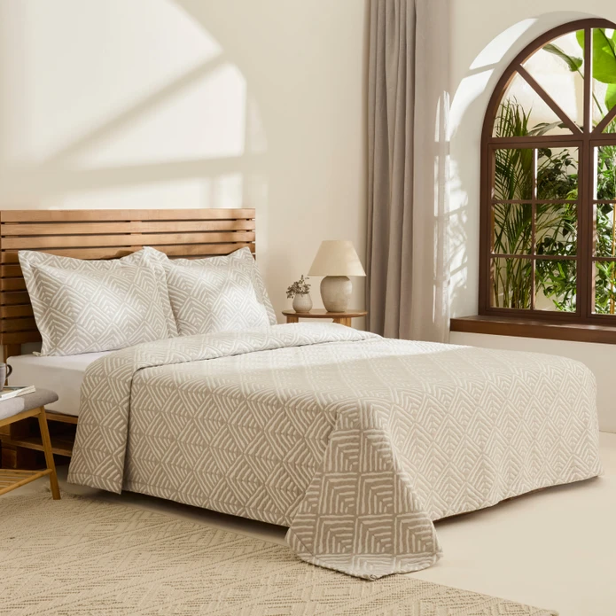 Kaşmir Home Space Çift Kişilik Yatak Örtüsü Takımı Gri 