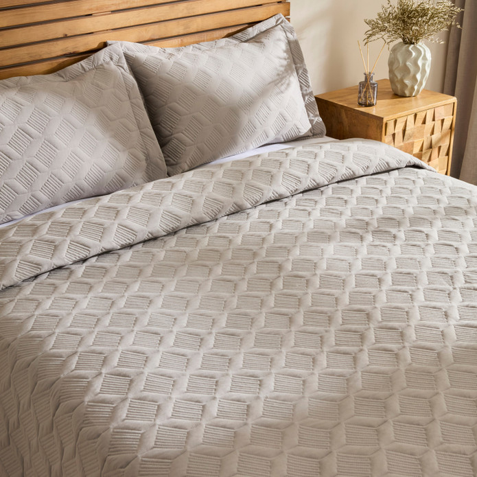 Kaşmir Home Greta Geometrik Çift Kişilik Yatak Örtüsü Takımı Koyu Gri 230x240 cm