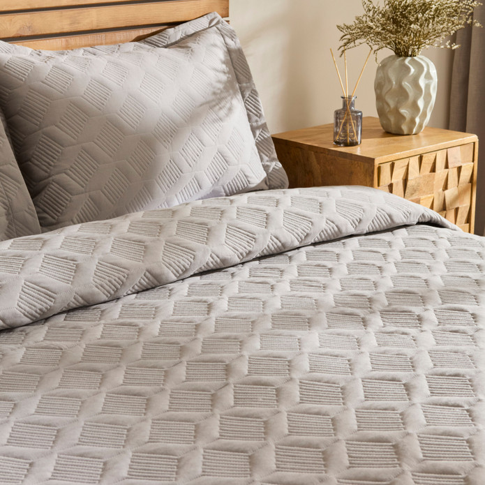 Kaşmir Home Greta Geometrik Çift Kişilik Yatak Örtüsü Takımı Koyu Gri 230x240 cm