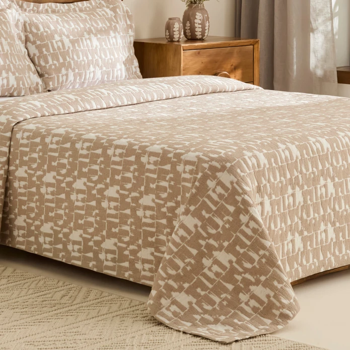 Kaşmir Home Breeze Çift Kişilik Yatak Örtüsü Takımı Bej 