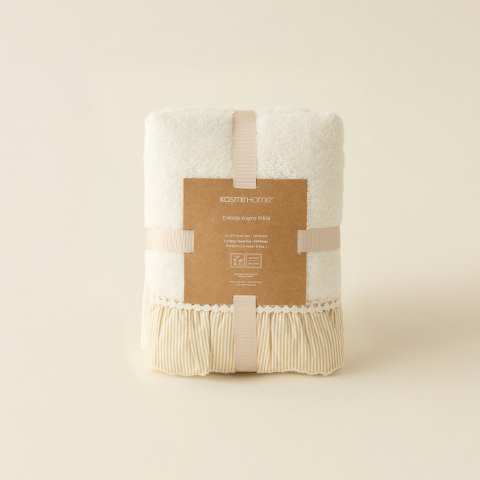 Kaşmir Home Liv 2'li Yüz Havlusu Set Offwhite