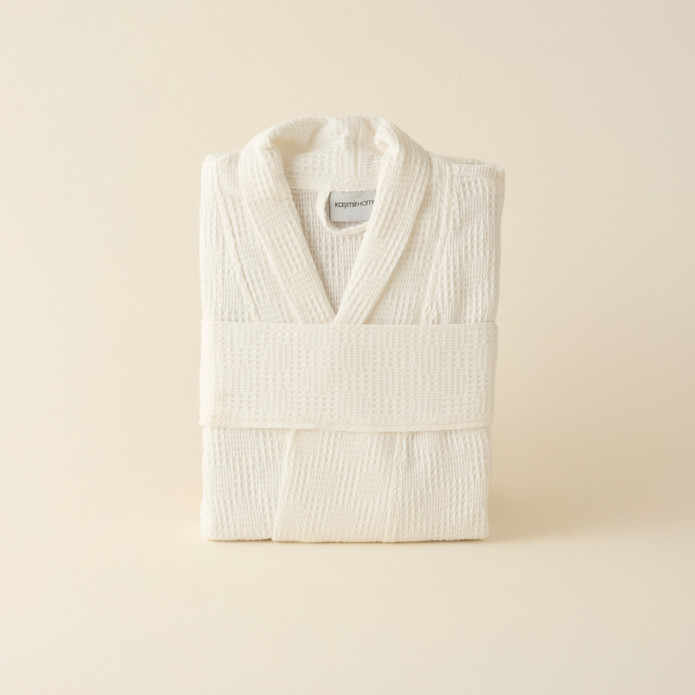 Kaşmir Home İris Waffle Bornoz Offwhite L-XL