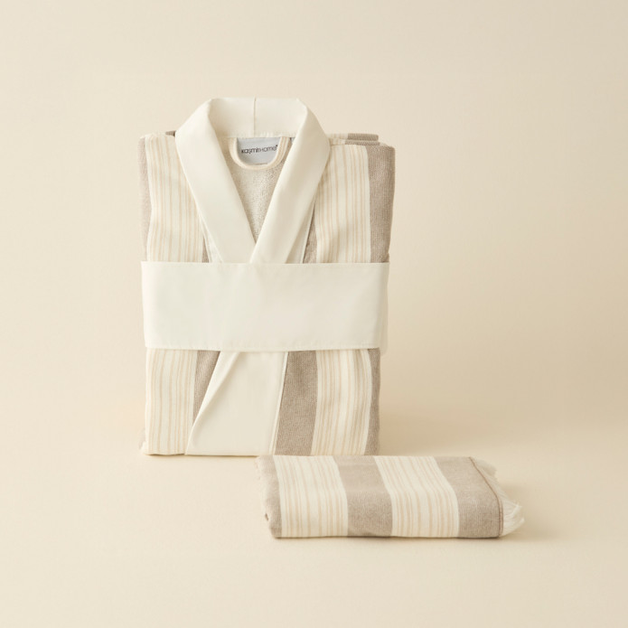 Kaşmir Home Helen Kimono Set Offwhite-Bej L-XL