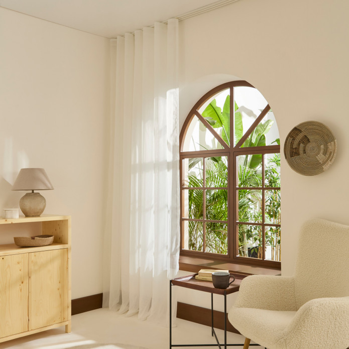 Kaşmir Home Edna Simli Tül Bambu Perde Offwhite 300x270 cm