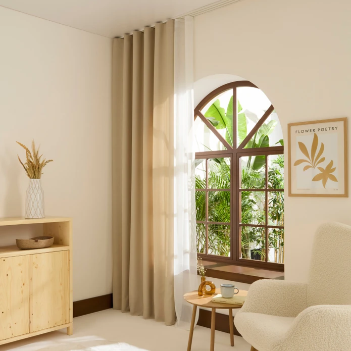 Kaşmir Home Perla Keten Fon Perde Açık Taş 150x270 cm
