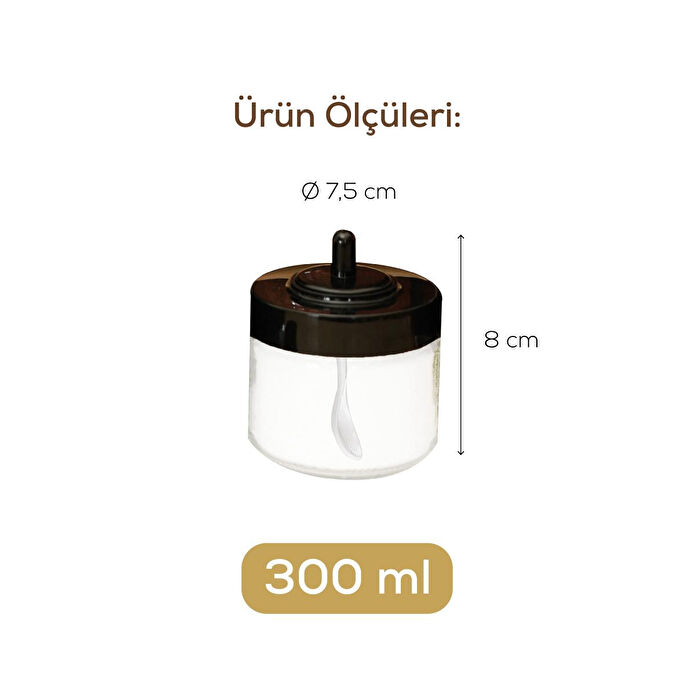 Vienev Siyah Serigrafi Etiketli 12 Adet Kapağı Kendinden Kaşıklı Baharatlık Seti Kısa