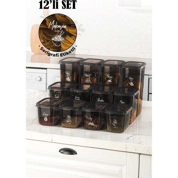 Vienev Beyaz Serigrafi Etiketli Peggy Dikdörtgen Saklama Kabı 12'li Çok Renkli