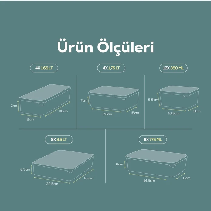 Vienev 30lu Buzdolabı Düzenleyici Organizer Mikrodalgaya Uygun Difriz Saklama Kabı Yeşil