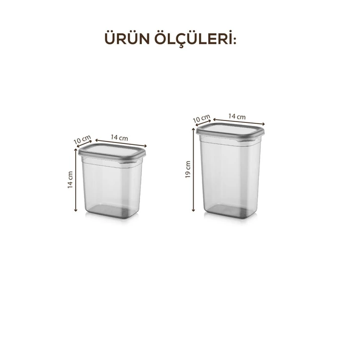Vienev Beyaz Serigrafi Etiketli 10lu Peggy Dikdörtgen Saklama Kabı Seti 5x(1500-1150 Ml) Antrasit