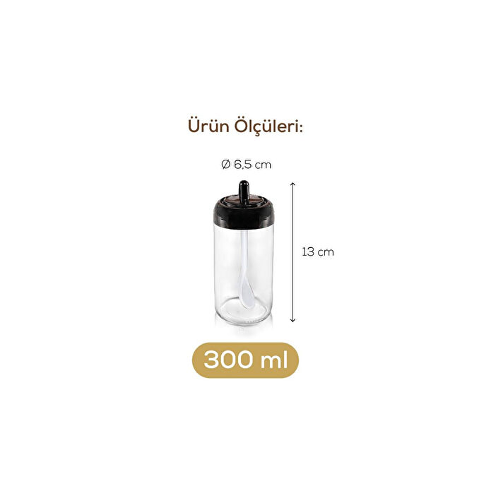 Vienev Kendinden Kaşıklı Serigrafi Etiketli 12'li Uzun Baharat Seti - Cam