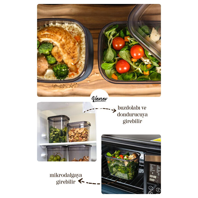 Vienev 30'lu Peggy Dikdörtgen Saklama Kutusu Seti 6x(1,9 1,5 1,15 0,8 0,4 Li̇tre) Serigrafi Etiketli