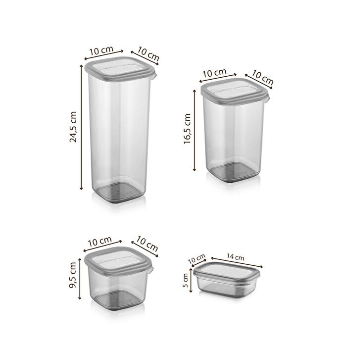 Vienev 24lü Beyaz Serigrafi Etiketli Kaşıklı Peggy Kare Erzak Baharat Full Set 6x(1,75 1,2, 0,55, 0,45) Ant