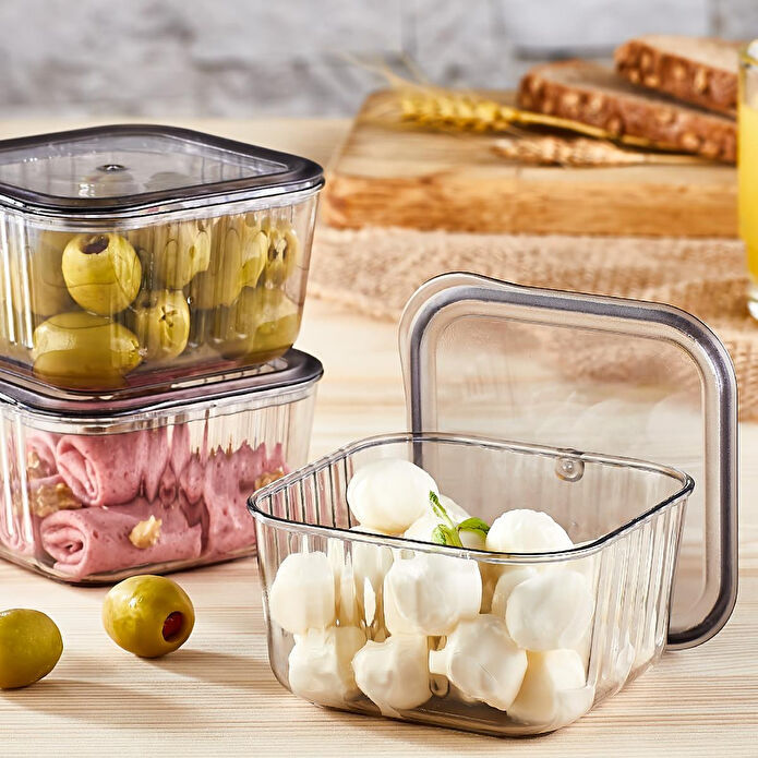 Vienev 6 Dikdörtgen Bölmeli Kapaklı Kahvaltılık Seti Akrilik