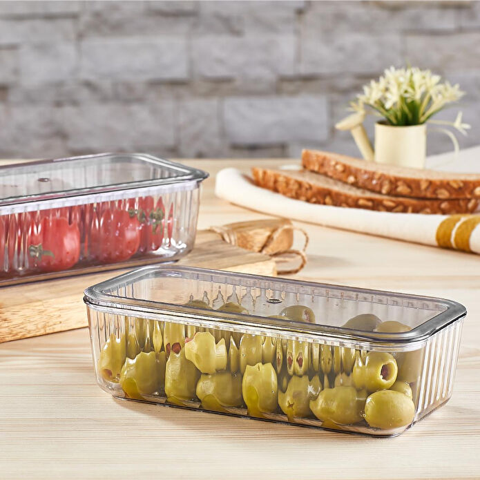 Vienev 6 Dikdörtgen Bölmeli Kapaklı Kahvaltılık Seti Akrilik