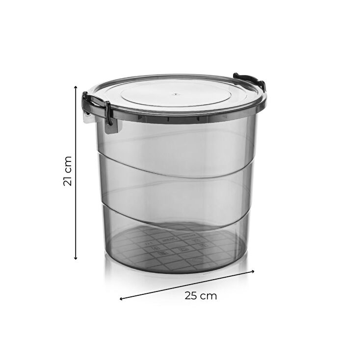 Vienev Mega Boy 4'lü Yuvarlak Un Bakliyat Kabı 7 Litre - Kulplu Deterjanlık Saklama Kutusu Kabı Antrasit