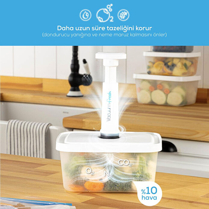 Vienev Vacuumfresh 3 Parça Vakumlu Gıda Saklama Kabı Seti