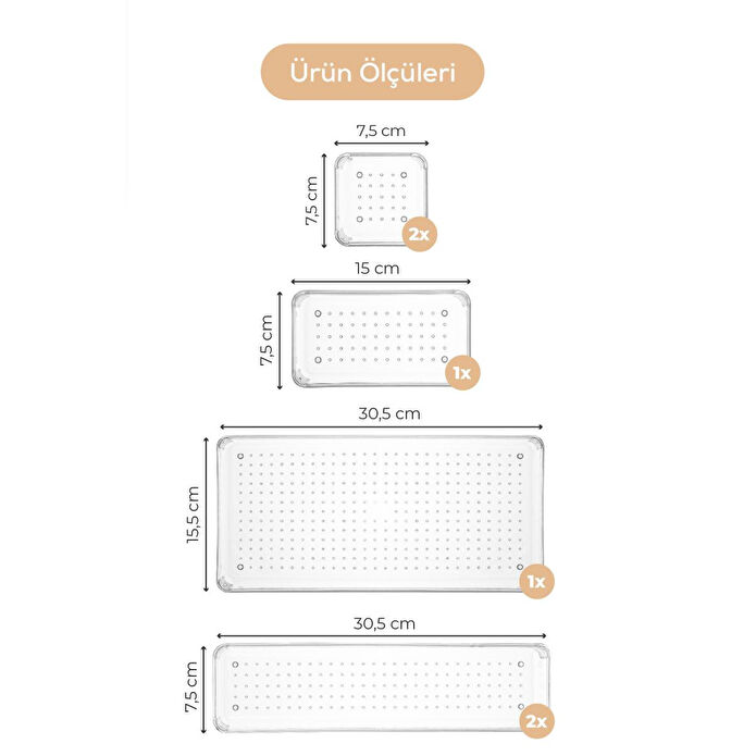Vienev 6'lı Çekmece Içi - Dolap Içi Banyo Makyaj Takı Düzenleyici Organizer