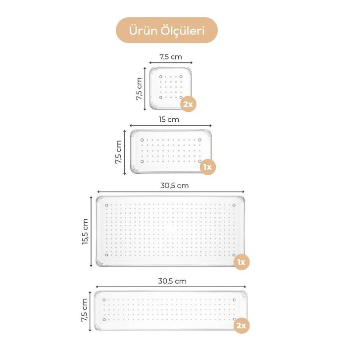 Vienev 6'lı Çekmece Içi - Dolap Içi Banyo Makyaj Takı Düzenleyici Organizer