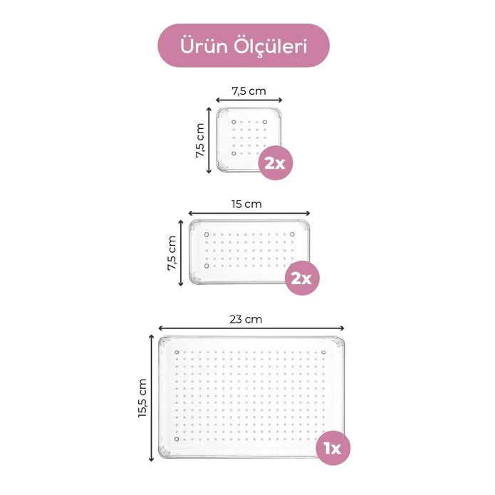 Vienev 5'li Takı Makyaj Çekmece Içi Düzenleyici Kozmetik Aksesuar Organizer