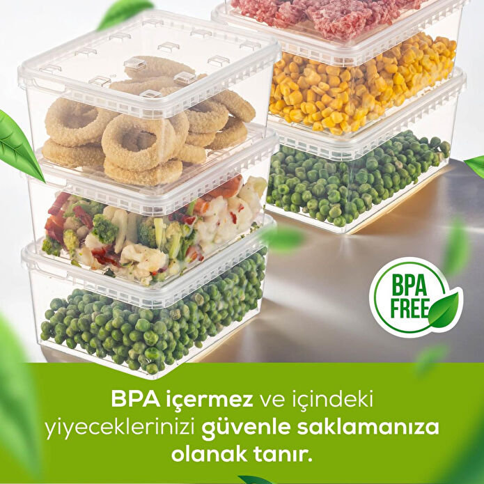 Vienev 6'lı 1,5 Litre Block Buzdolabı Ve Derin Dondurucu Sızdırmaz Saklama Kabı Şeffaf