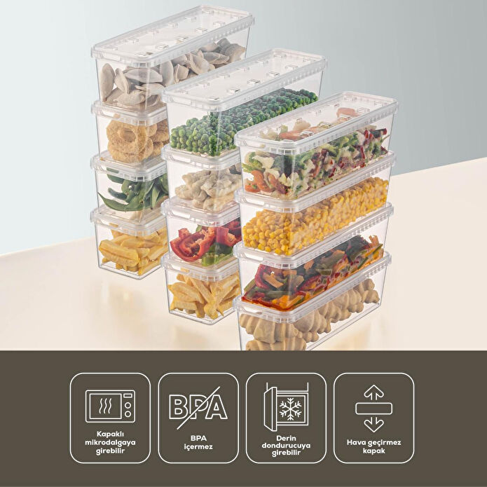 Vienev 12'li 1,4 Litre Block Buzdolabı Ve Derin Dondurucu Sızdırmaz Saklama Kabı Şeffaf