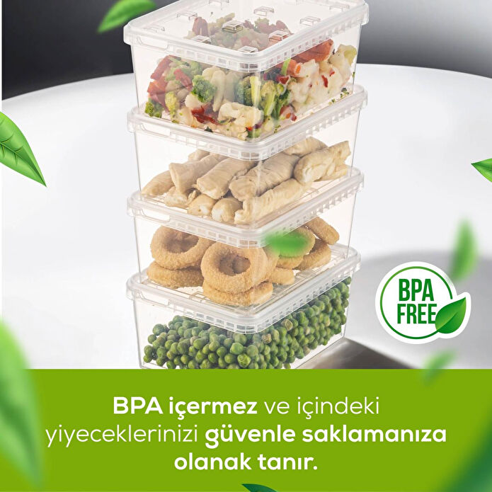 Vienev 4'lü 1,5 Litre Block Buzdolabı Ve Derin Dondurucu Sızdırmaz Saklama Kabı Şeffaf