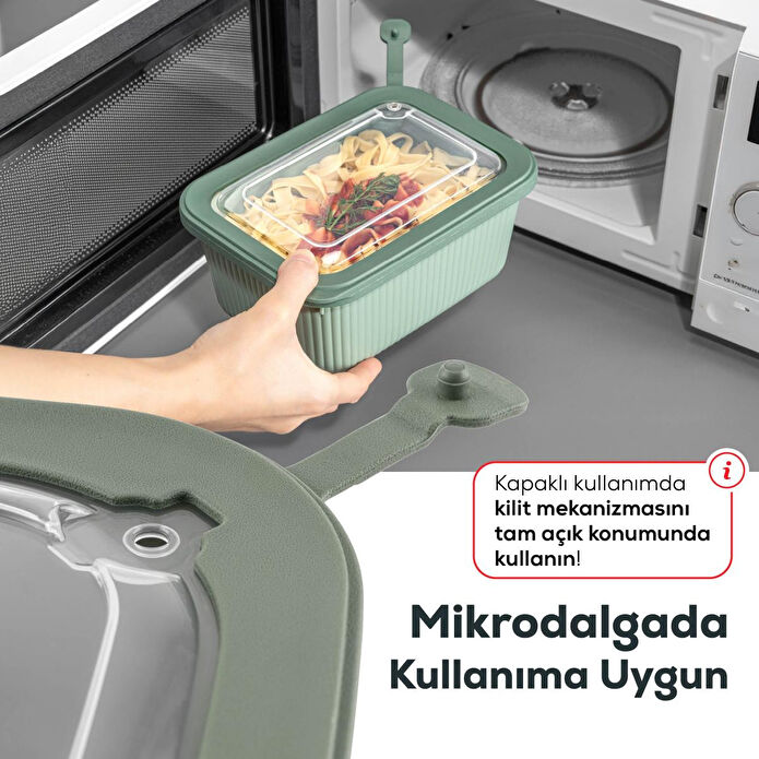 Vienev 12'li Vip Dikdörtgen Mikrodalga Ve Difrize Uygun Saklama Kabı Seti Yeşil 4x(1750,1050,600 Ml)