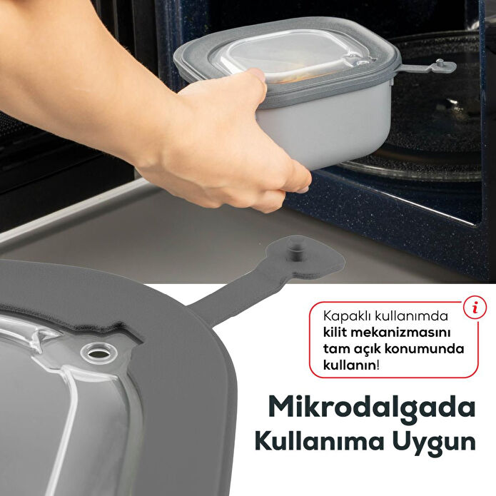 Vienev 12'li 4x(600-1100-1800 Ml) Mikrodalga Ve Difrize Uygun Vip Kapaklı Özel Saklama Kabı Seti Antrasit