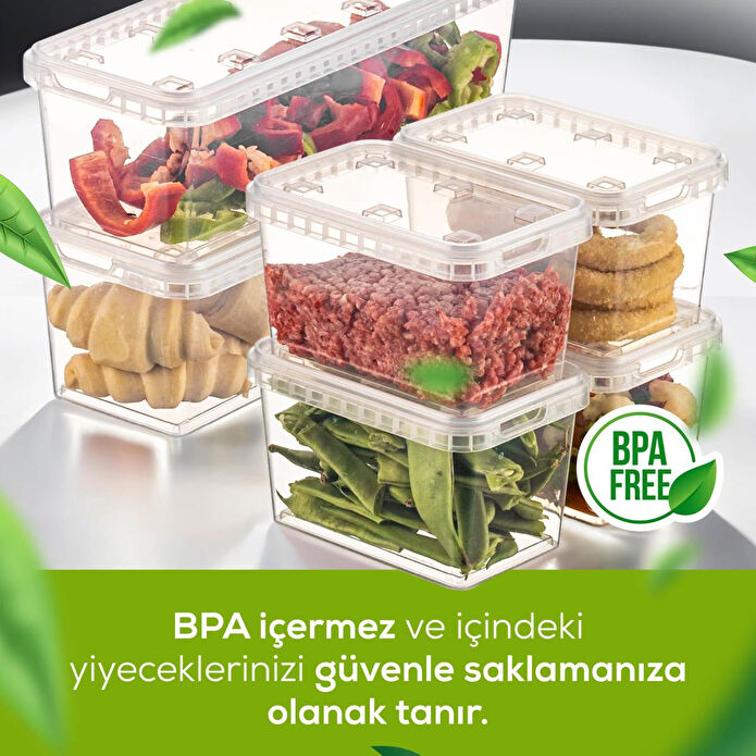 Vienev 6'lı Block Buzdolabı Ve Derin Dondurucu Sızdırmaz Saklama Kabı Şeffaf 2x(1,4 Lt)-4x(0,7 Lt)