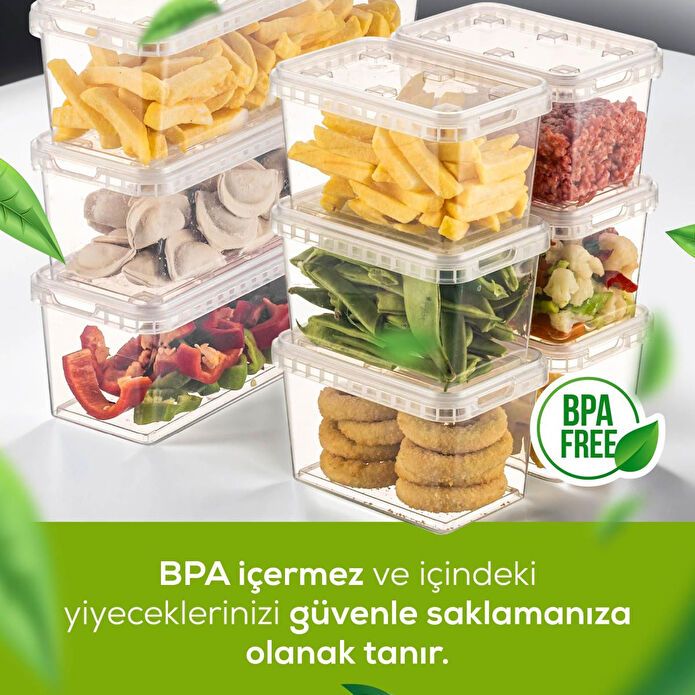 Vienev 9'lu Block Buzdolabı Ve Derin Dondurucu Sızdırmaz Saklama Kabı Şeffaf 3x(1,4 Lt)-6x(0,7 Lt)