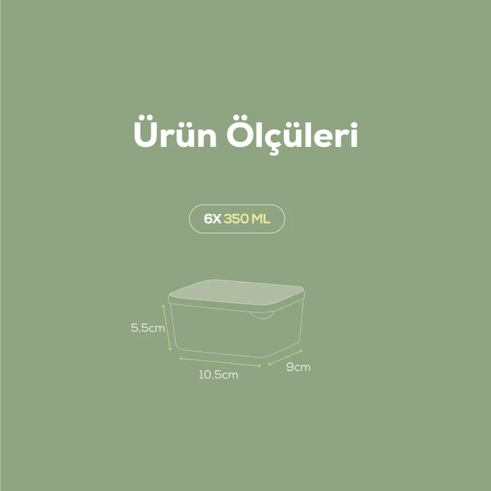 Vienev 6'lı 350 Ml Buzdolabı Dondurucu Organizer Mikrodalga Ve Difrize Uygun Saklama Kabı Mint