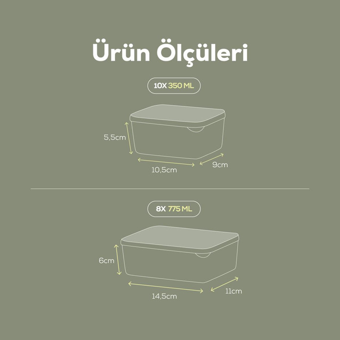 Vienev 18'li Buzdolabı Düzenleyici Organizer Mikrodalgaya Uygun Difriz Saklama Kabı Mint
