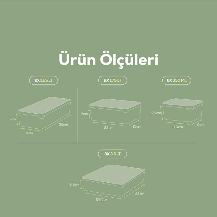 Vienev 13lü Buzdolabı Dondurucu Organizer Mikrodalga Ve Difrize Uygun Saklama Kabı Mint