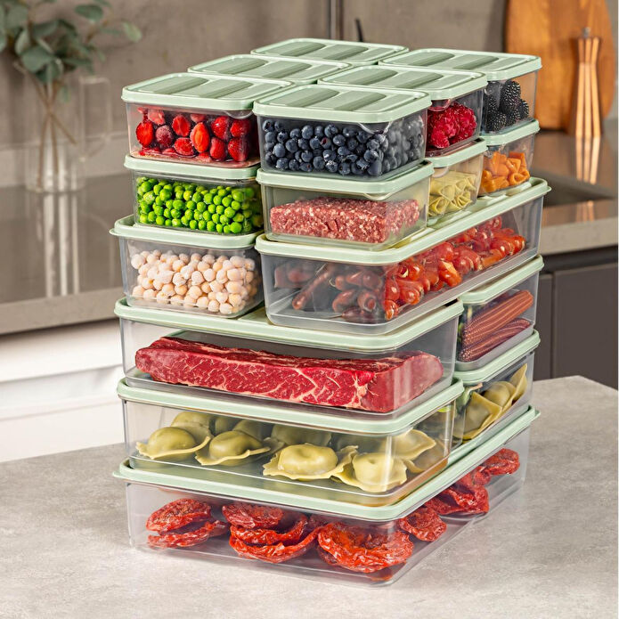 Vienev 19lu Buzdolabı Dondurucu Organizer Mikrodalga Ve Difrize Uygun Saklama Kabı Mint