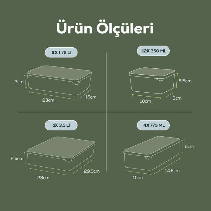 Vienev 19'lu Buzdolabı Düzenleyici Organizer Mikrodalgaya Uygun Difriz Saklama Kabı Mint