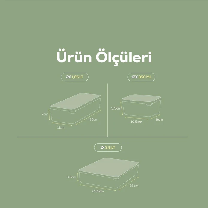 Vienev 15li Buzdolabı Dondurucu Organizer Mikrodalga Ve Difrize Uygun Saklama Kabı Mint