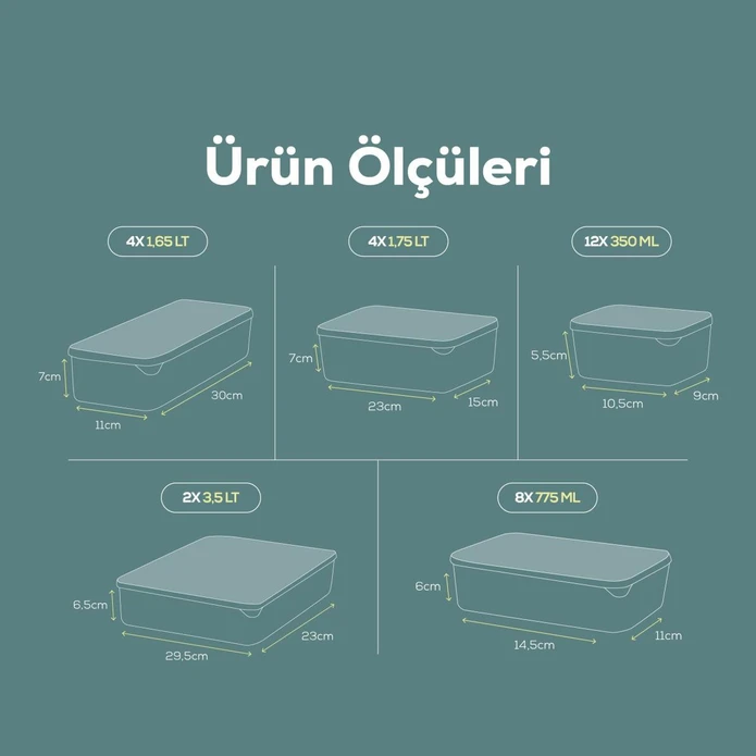 Vienev 30'lu Buzdolabı Düzenleyici Organizer Mikrodalgaya Uygun Difriz Saklama Kabı Mint