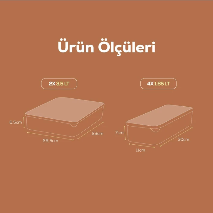 Vienev 6'lı Bella Buzdolabı Düzenleyici Antrasit 2x(3,5 Li̇tre) 4x(1,65 Li̇tre)